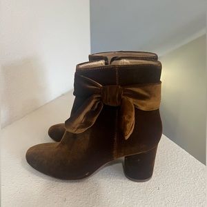 MADEWELL The Esme Brown Velvet Knot Tie‎ Boots -8